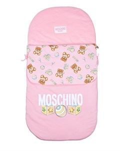 Розовый конверт с принтом мишки и игрушки 40x80 см Moschino