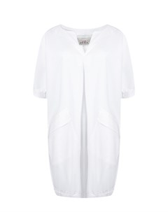 Белое платье футболка с накладными карманами Deha
