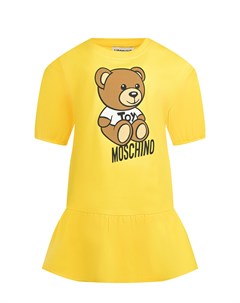 Желтое платье с принтом медвежонок Moschino