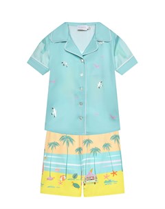 Комплект из хлопка в пижамном стиле с принтом Маями голубой Eirene
