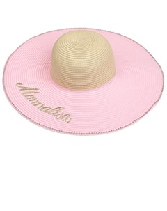 Плетеная шляпа с широкими полями розовая Monnalisa