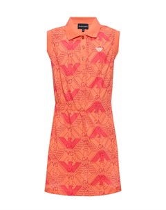 Платье с воротником поло и сплошным логотипом оранжевое Emporio armani