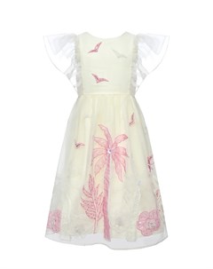 Платье из органзы с ручной аппликацией белое Eirene
