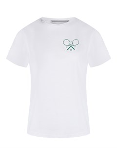 Белая футболка с принтом теннисные ракетки Forte dei marmi couture