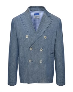 Пиджак двубортный из льна голубой Jacob cohen