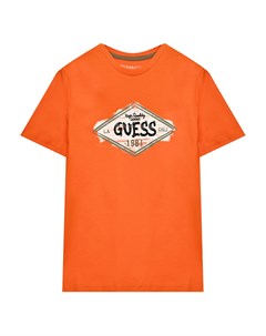 Футболка с лого оранжевая Guess
