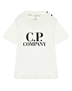 Футболка с черным лого белая C.p. company