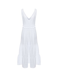 Платье на лямках с декором макраме белое 120% lino