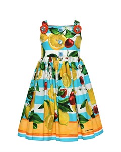 Платье в полоску с принтом фрукты Dolce&gabbana