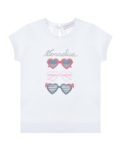 Белая футболка с принтом солнечные очки Monnalisa