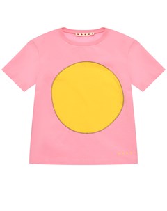 Футболка с желтым кругом розовая Marni