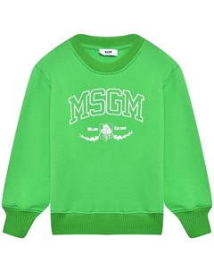 Свитшот с принтом логотипа зеленый Msgm
