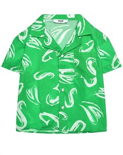 Рубашка пижамного кроя с принтом белые разводы зеленая Msgm