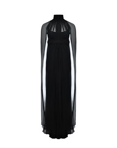 Платье макси шифоновое с воротом черное Alberta ferretti