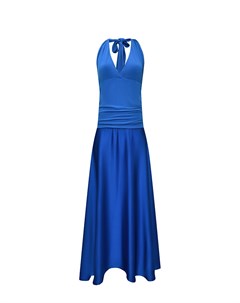 Платье с драпированным верхом синее Pietro brunelli