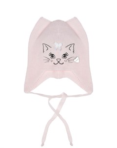 Розовая шапка с декором кошка Il trenino