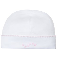 Белая шапка с розовой цветочной вышивкой Lyda baby