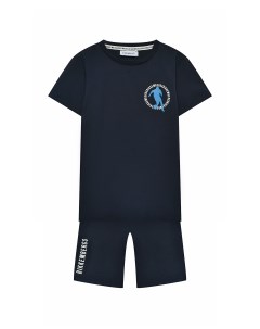Комплект футболка и шорты темно синий Bikkembergs