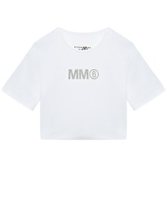 Футболка с серебристым лого Mm6 maison margiela