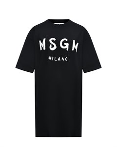 Платье футболка с белым лого черная Msgm
