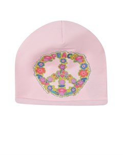 Розовая шапка с принтом Peace Catya