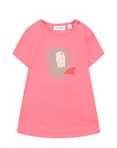 Розовая футболка с принтом птица Sanetta kidswear
