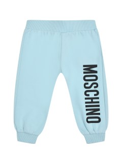 Спортивные брюки с вертикальным лого голубые Moschino