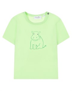 Зеленая футболка с принтом бегемот Sanetta kidswear