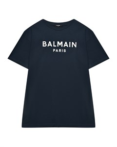 Синяя футболка с лого Balmain