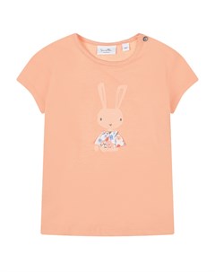 Футболка персикового цвета с принтом заяц Sanetta kidswear