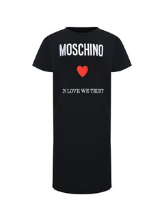 Платье футболка с принтом In love we trust черное Moschino