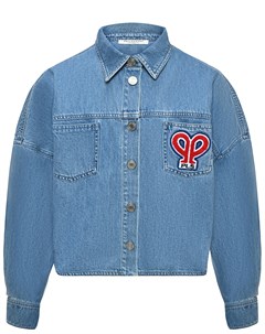 Куртка джинсовая укороченная с логотипом голубая Philosophy di lorenzo serafini kids