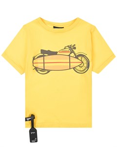 Желтая футболка с с принтом мотоцикл Yporqué
