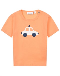 Оранжевая футболка с принтом машина Sanetta kidswear