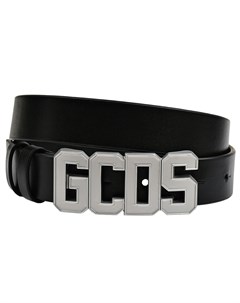 Ремень с металлическим логотипом черный Gcds