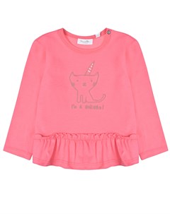Розовая толстовка с вышивкой кот единорог Sanetta kidswear