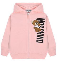 Спортивная куртка с вертикальным лого розовая Moschino