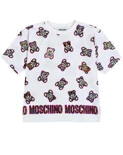 Платье футболка со сплошным принтом медвежата Moschino