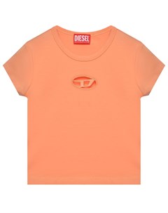 Футболка с лого в тон оранжевая Diesel