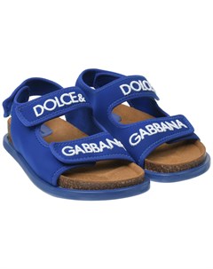 Ярко синие сандалии с белым лого Dolce&gabbana