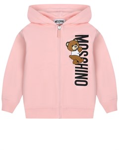 Спортивная куртка с вертикальным лого розовая Moschino