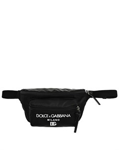 Поясная сумка с белым лого на кармане Dolce&gabbana