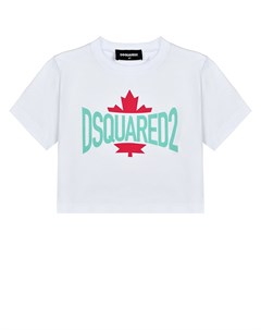 Укороченная футболка с лого белая Dsquared2