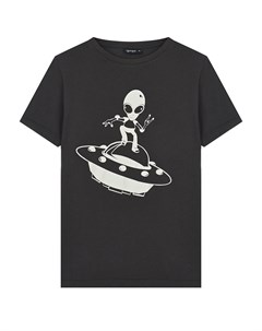 Темно серая футболка с принтом НЛО Yporqué
