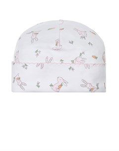 Белая шапка с принтом розовые зайцы Lyda baby