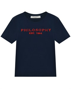 Футболка с вышитым красным лого Philosophy di lorenzo serafini kids