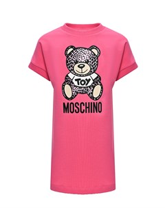 Платье из флиса с принтом мишки темно розовое Moschino