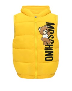 Жилет стеганный с логотипом мишкой желтый Moschino