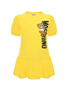 Платье с вертикальным лого желтое Moschino