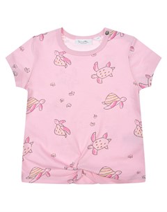 Розовая футболка с принтом морские черепахи Sanetta kidswear